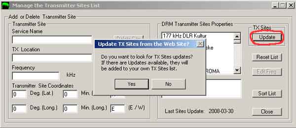 Update the TX Sites from the Web