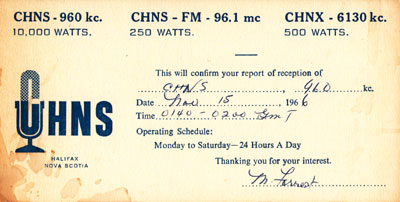 CHNS Halifax, Nova Scotia 1966