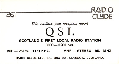 Radio Clyde, Glasgow Scotland 1974