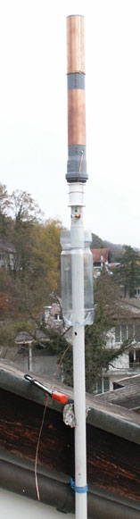 Mounted on the edge of the roof